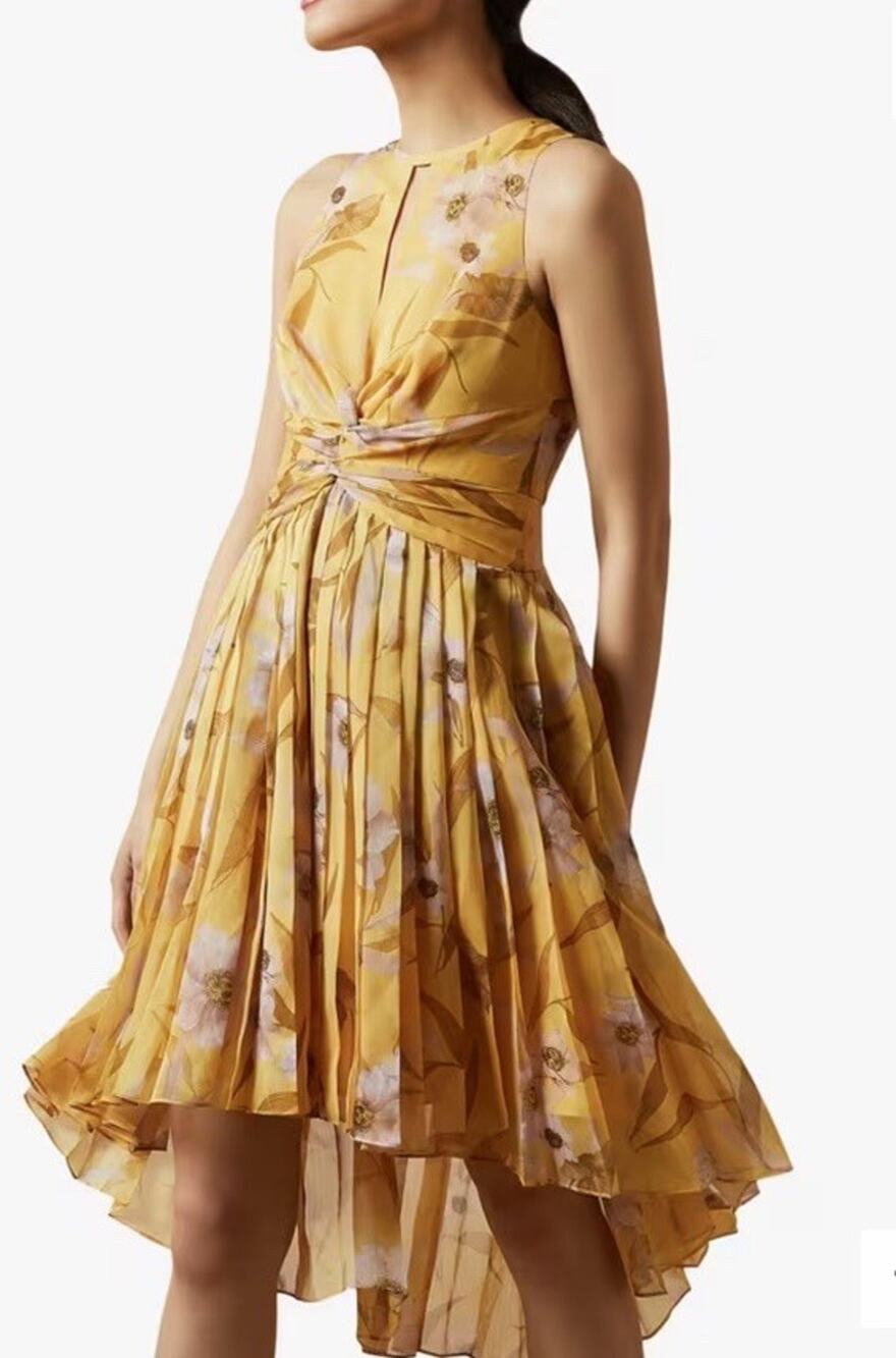 Ted Baker Floral Print Midi Length Dress Size Size 2